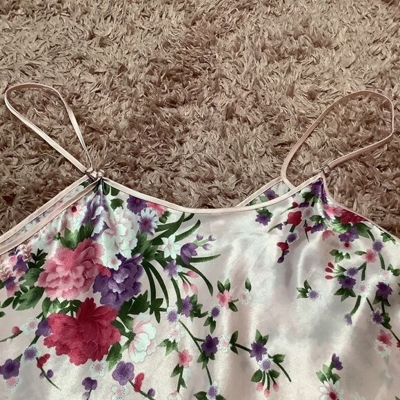 Pink Floral Satin Cottagecore Fairycore Nymphet Fairy Slip Dress Size Large - Picture 10 of 14